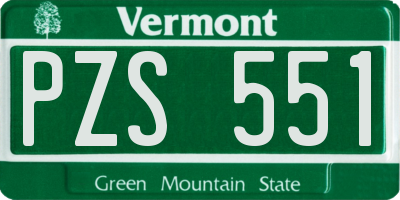 VT license plate PZS551