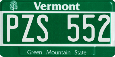 VT license plate PZS552
