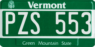 VT license plate PZS553