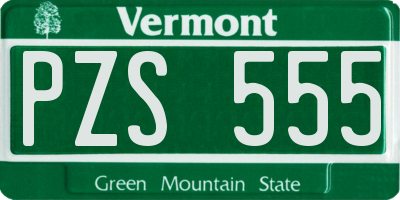 VT license plate PZS555
