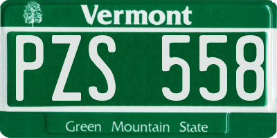 VT license plate PZS558