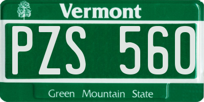 VT license plate PZS560