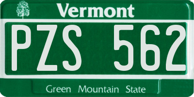 VT license plate PZS562
