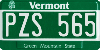 VT license plate PZS565