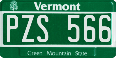 VT license plate PZS566