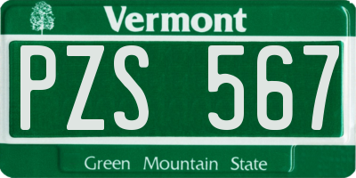 VT license plate PZS567