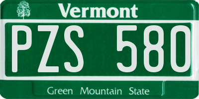 VT license plate PZS580