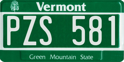 VT license plate PZS581