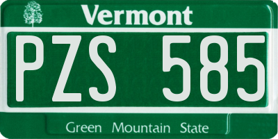 VT license plate PZS585