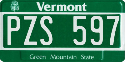 VT license plate PZS597