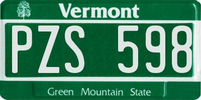 VT license plate PZS598
