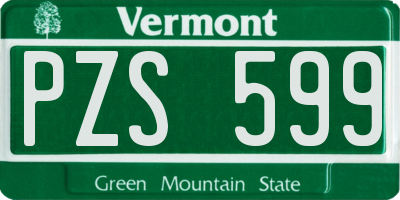 VT license plate PZS599