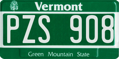 VT license plate PZS908
