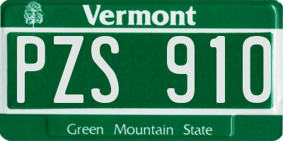 VT license plate PZS910