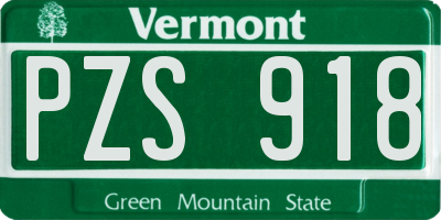 VT license plate PZS918