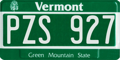 VT license plate PZS927
