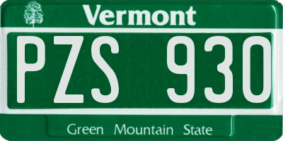 VT license plate PZS930