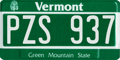 VT license plate PZS937