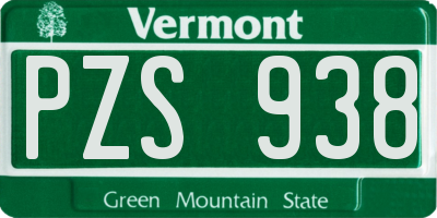 VT license plate PZS938