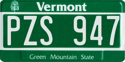 VT license plate PZS947