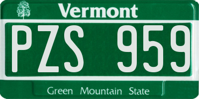 VT license plate PZS959
