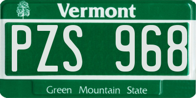 VT license plate PZS968