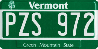 VT license plate PZS972