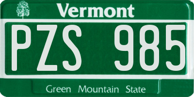 VT license plate PZS985