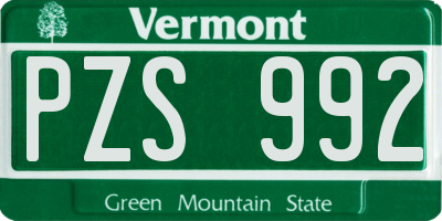VT license plate PZS992