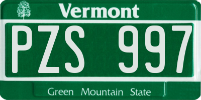 VT license plate PZS997