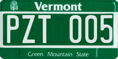 VT license plate PZT005