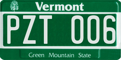 VT license plate PZT006