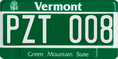 VT license plate PZT008