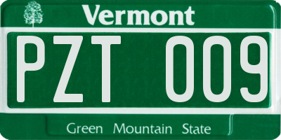 VT license plate PZT009