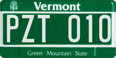 VT license plate PZT010