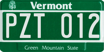 VT license plate PZT012