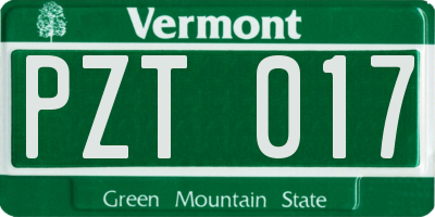 VT license plate PZT017