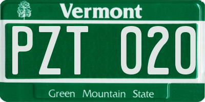 VT license plate PZT020