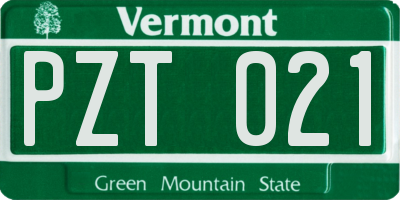 VT license plate PZT021