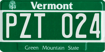 VT license plate PZT024