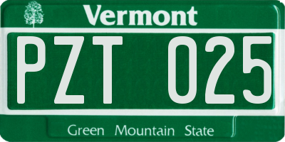 VT license plate PZT025
