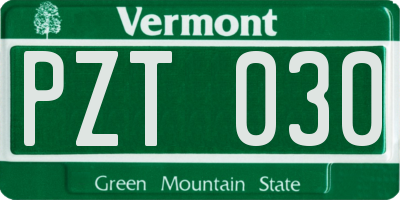 VT license plate PZT030