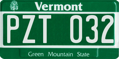 VT license plate PZT032