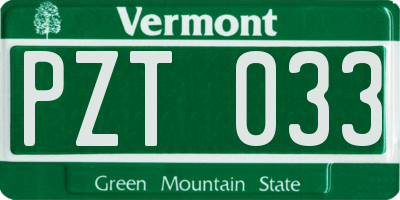 VT license plate PZT033