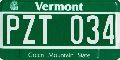 VT license plate PZT034