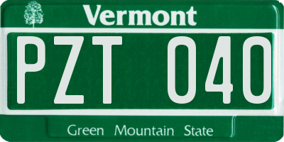 VT license plate PZT040
