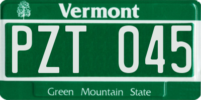 VT license plate PZT045