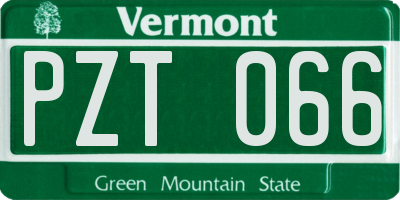 VT license plate PZT066