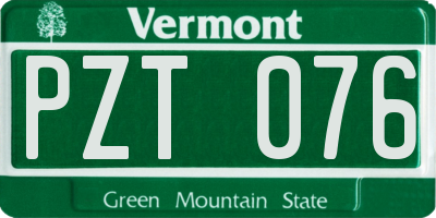 VT license plate PZT076