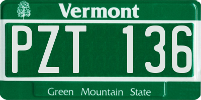 VT license plate PZT136